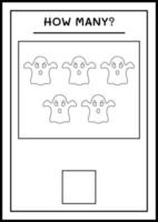 How many Ghost, game for children. Vector illustration, printable worksheet