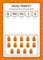 How many Pumpkin, game for children. Vector illustration, printable worksheet