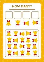 How many christmas bell, game for children. Vector illustration, printable worksheet