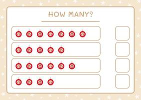 How many christmas ornament, game for children. Vector illustration, printable worksheet