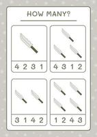 How many Knife, game for children. Vector illustration, printable worksheet