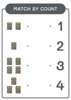 emparejar por conteo de calculadora, juego para niños. ilustración vectorial, hoja de cálculo imprimible vector