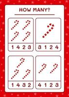 How many christmas lollipop, game for children. Vector illustration, printable worksheet