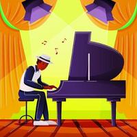 Very good piano playing show, vector illustration