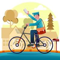 Postman delivering mail, vector illustration