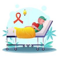 niño que sufre de cáncer está durmiendo profundamente vector