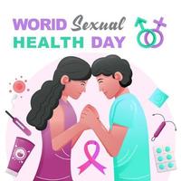 World Sexual Health Day, Husband holding his wife's hand vector