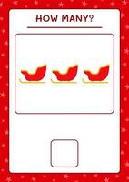 How many santa claus sleigh, game for children. Vector illustration, printable worksheet