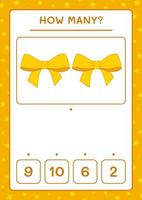 How many ribbon, game for children. Vector illustration, printable worksheet