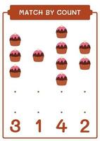 Match by count of Cupcake, game for children. Vector illustration, printable worksheet