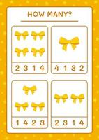 How many ribbon, game for children. Vector illustration, printable worksheet