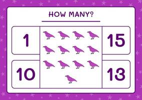 How many Raven, game for children. Vector illustration, printable worksheet