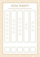 How many snowflake, game for children. Vector illustration, printable worksheet