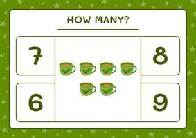 How many christmas mug, game for children. Vector illustration, printable worksheet