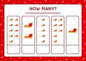 How many santa claus sleigh, game for children. Vector illustration, printable worksheet