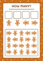 How many gingerbread cookie, game for children. Vector illustration, printable worksheet