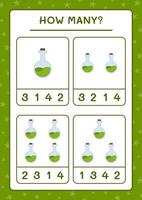 How many Potion Bottle, game for children. Vector illustration, printable worksheet