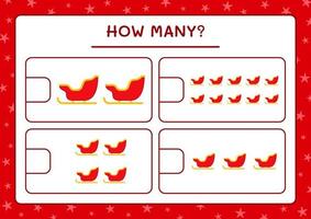 How many santa claus sleigh, game for children. Vector illustration, printable worksheet