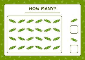 How many christmas candy, game for children. Vector illustration, printable worksheet