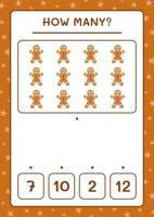 How many gingerbread cookie, game for children. Vector illustration, printable worksheet