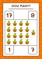 How many Pumpkin, game for children. Vector illustration, printable worksheet