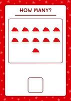 How many santa claus hat, game for children. Vector illustration, printable worksheet