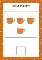 How many christmas mug, game for children. Vector illustration, printable worksheet