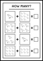cuantos cuervos, juego para niños. ilustración vectorial, hoja de cálculo imprimible vector