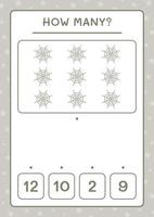 How many Cobweb, game for children. Vector illustration, printable worksheet