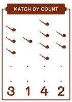 Match by count of Smoking pipe, game for children. Vector illustration, printable worksheet