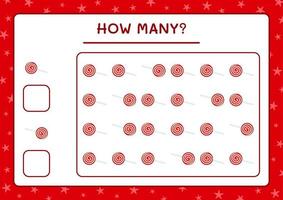 How many christmas lollipop, game for children. Vector illustration, printable worksheet