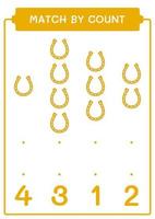 Match by count of Horseshoe, game for children. Vector illustration, printable worksheet