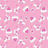 Valentine's day seamless pattern vector for cover pages and bed sheets. Love shape pattern decoration with pink background and love arrows. Cute heart shape and love potion pattern design for couples.