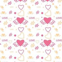 Cute love pattern vector on a pink background. Seamless abstract pattern decoration with love shapes and dots. Valentine's day pattern background for book cover and wallpapers.