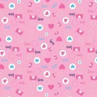 Love pattern texture decoration with letter and love shapes. Decoration minimal pattern design for background and bed sheets. Valentines day pattern texture for wallpaper with a pink background. vector