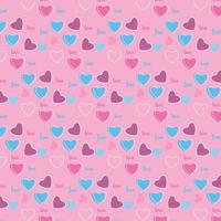 Seamless doodle style heart shaped pattern for valentine's day. Cute heart shape endless pattern design with pink background. Love pattern vector for wallpaper and background.
