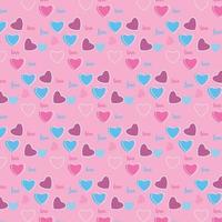 Seamless doodle style heart shaped pattern for valentine's day. Cute heart shape endless pattern design with pink background. Love pattern vector for wallpaper and background.