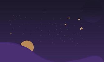 Space background with moon and stars. Vector illustration. EPS 10.