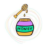 Jar of honey and honey dipper vector