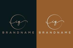 IQ   I Q hand drawn logo of initial signature, fashion, jewelry, photography, boutique, script, wedding, floral and botanical creative vector logo template for any company or business.