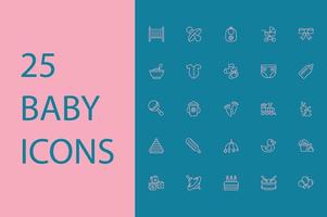 ilustración de vector de conjunto de iconos de bebé mínimo.