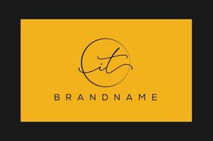 I T IT hand drawn logo of initial signature, fashion, jewelry, photography, boutique, script, wedding, floral and botanical creative vector logo template for any company or business.