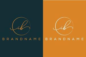 I B IB hand drawn logo of initial signature, fashion, jewelry, photography, boutique, script, wedding, floral and botanical creative vector logo template for any company or business.