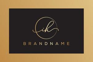 I H  IH hand drawn logo of initial signature, fashion, jewelry, photography, boutique, script, wedding, floral and botanical creative vector logo template for any company or business.