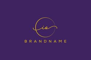 I O  IO hand drawn logo of initial signature, fashion, jewelry, photography, boutique, script, wedding, floral and botanical creative vector logo template for any company or business.