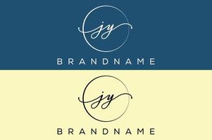J Y  JY hand drawn logo of initial signature, fashion, jewelry, photography, boutique, script, wedding, floral and botanical creative vector logo template for any company or business