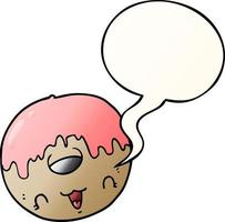 cute cartoon donut and speech bubble in smooth gradient style vector