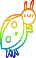 dibujo de línea de gradiente de arco iris mariquita de dibujos animados vector