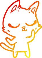 warm gradient line drawing calm cartoon cat vector