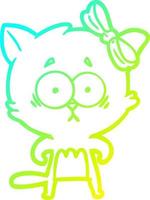 cold gradient line drawing cartoon cat vector